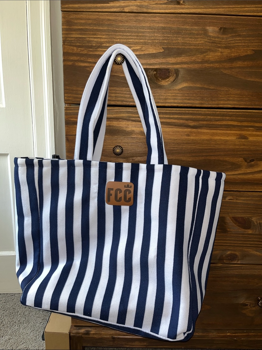 Large FC Cincinnati Navy and White Striped Terry Cloth Tote